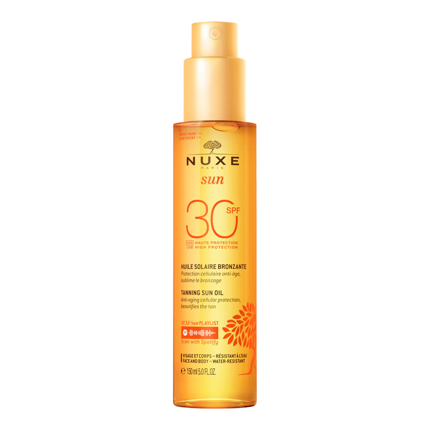 Nuxe Huile Solaire Bronzante Haute Protection SPF30 visage et corps